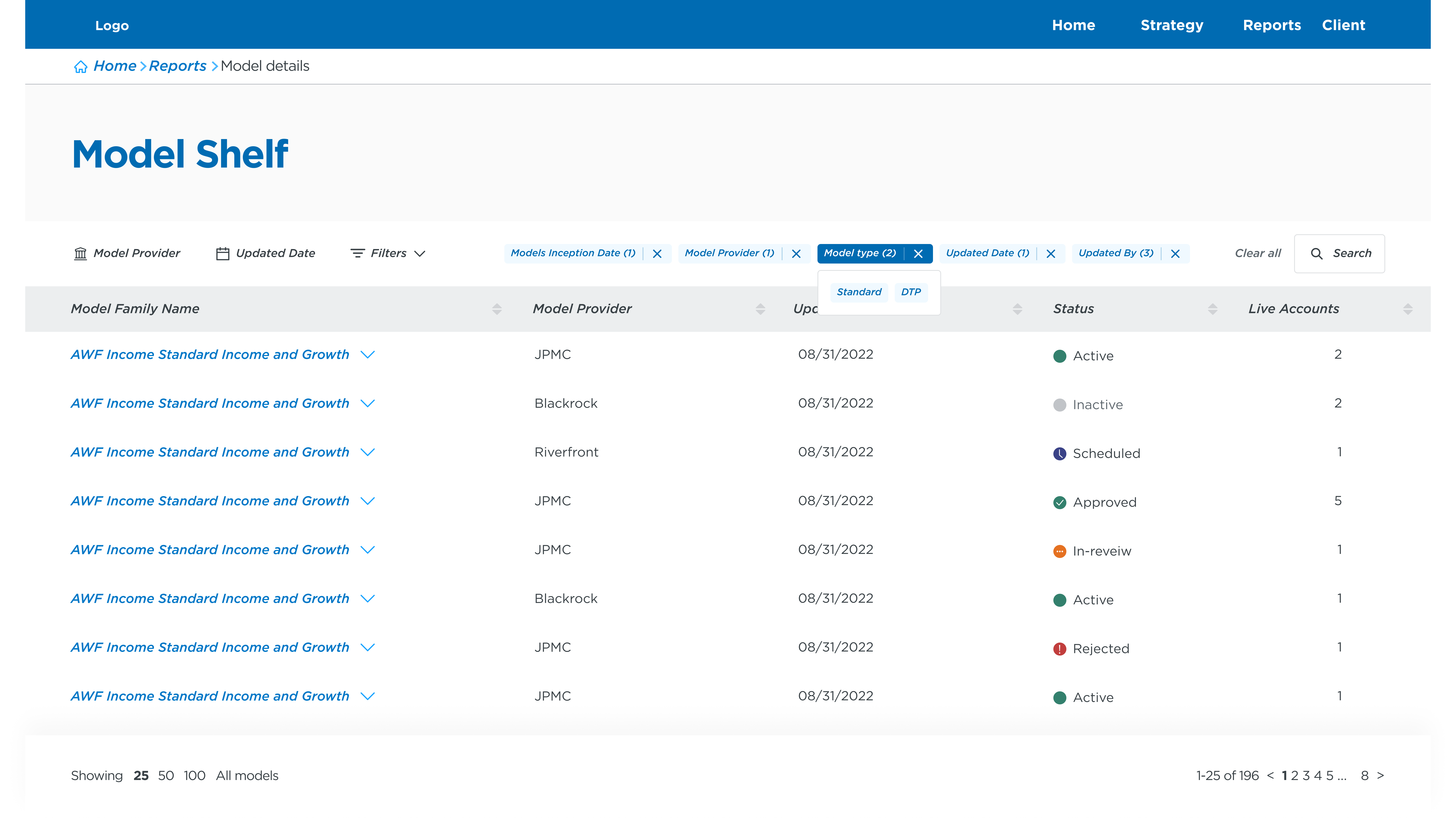 Model Management Utility - Filters